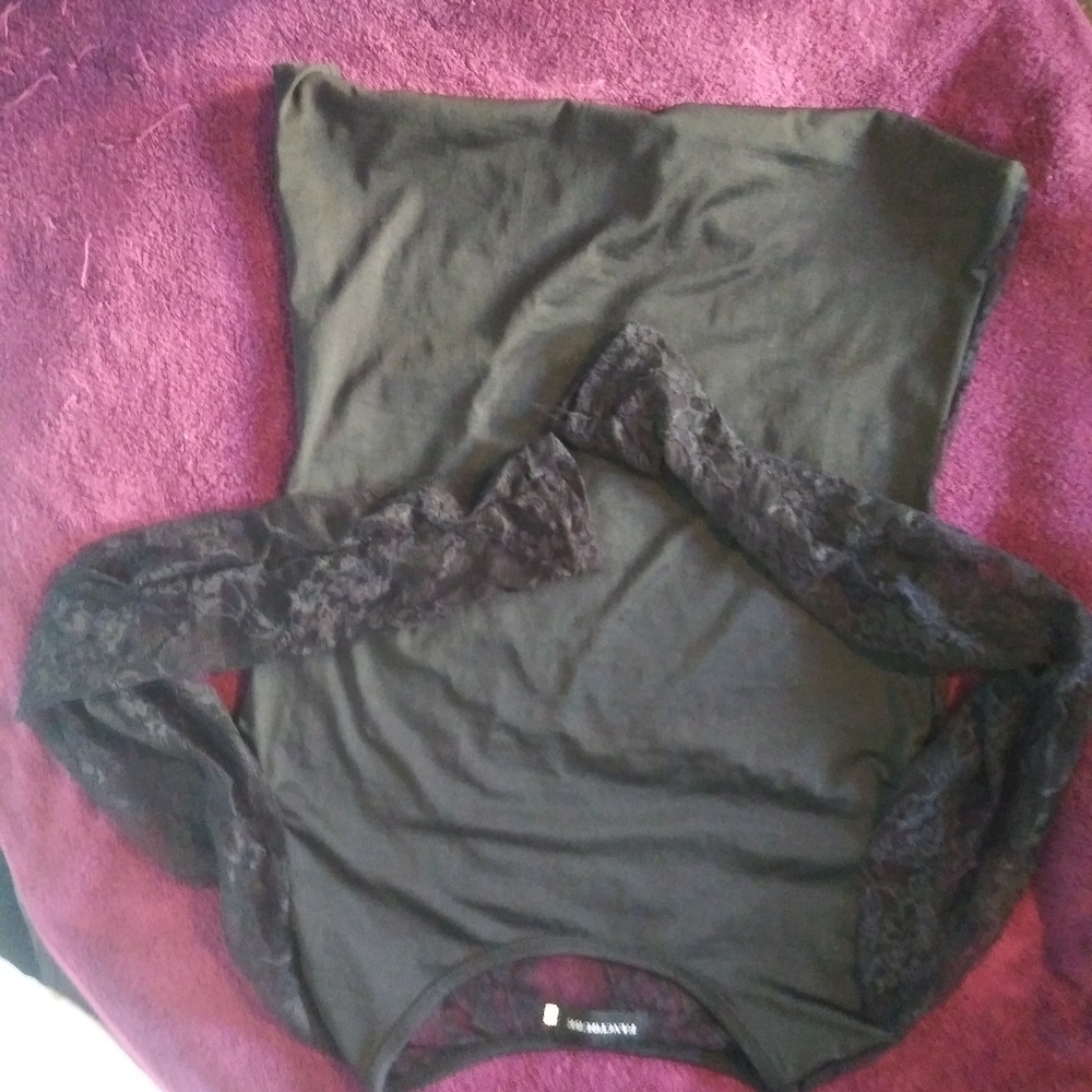 black long sleeve shirt with Lacey arms and back